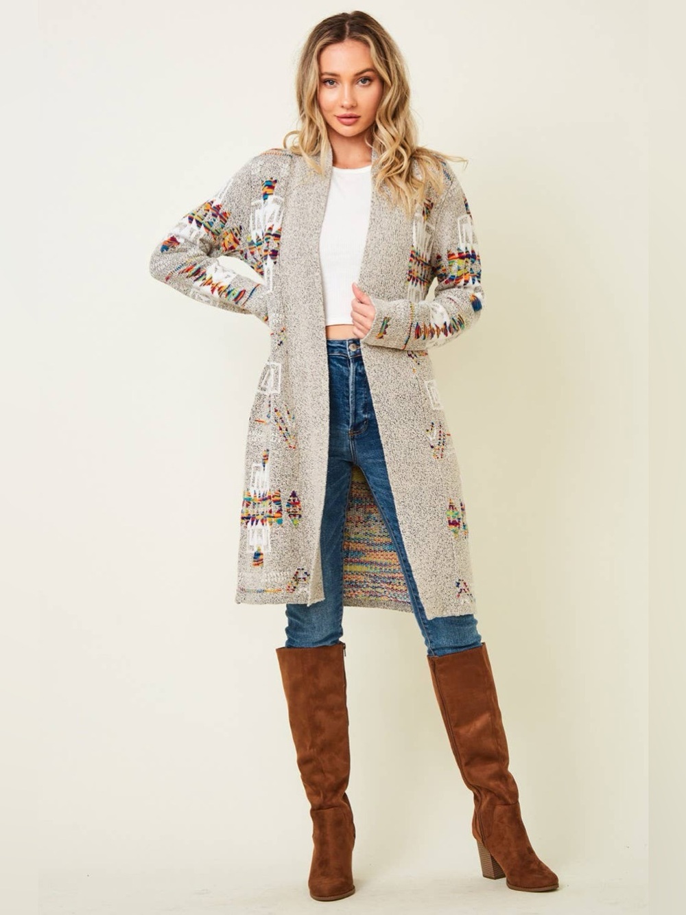 Northern Angel Women's Multi Aztec Print Acrylic Cardigan Sweater Size Small